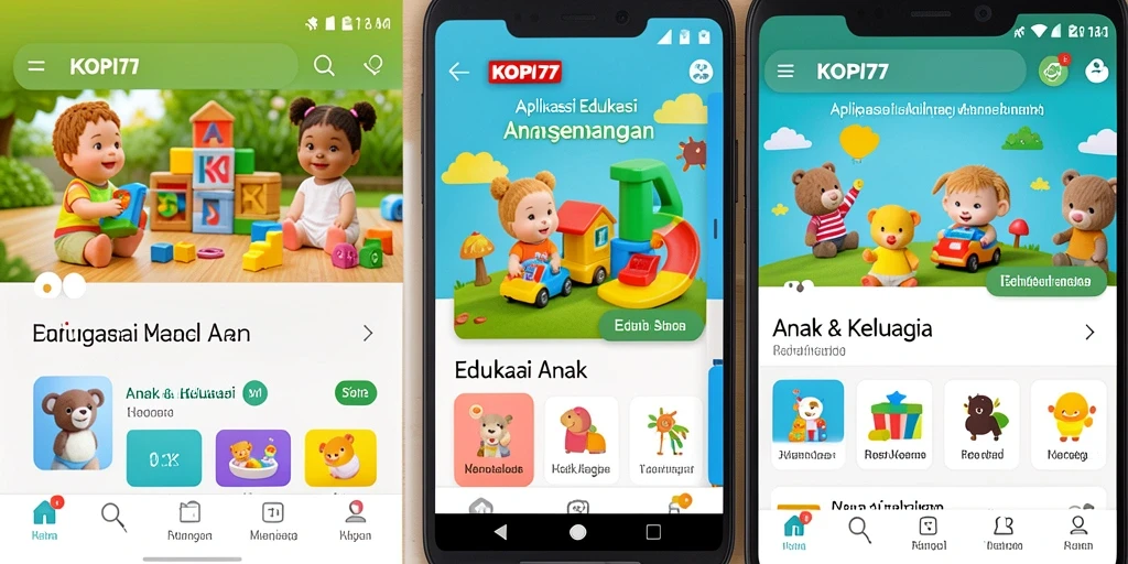 Tampilan antarmuka KOPI77 yang interaktif dan ramah anak.