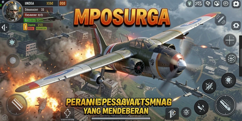 Tampilan antarmuka MPOSURGA yang memukau saat bertempur di langit.