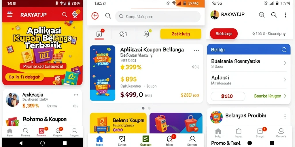 Antarmuka RAKYATJP menampilkan berbagai kupon menarik dan mudah diakses.